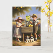 Retro Lemonade Stand haben einen guten Sommer Karte (Gelbe Blume)
