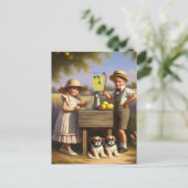 Retro Lemonade Stand haben einen guten Sommer Postkarte (Stehend Vorderseite)