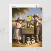 Retro Lemonade Stand haben einen guten Sommer Postkarte (Vorne/Hinten)