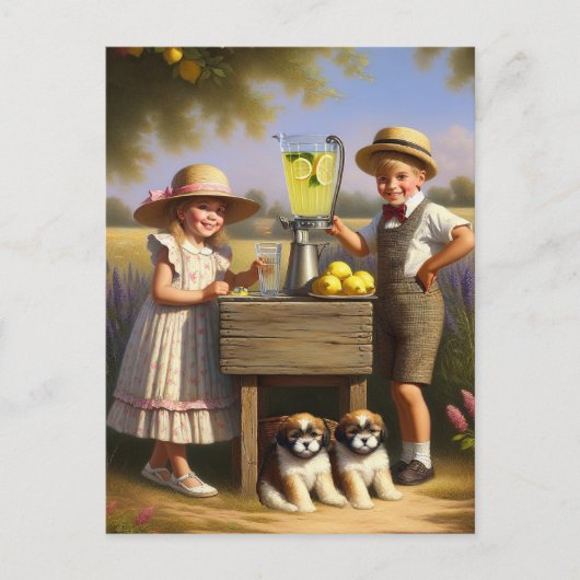 Retro Lemonade Stand haben einen guten Sommer Postkarte (Vorderseite)