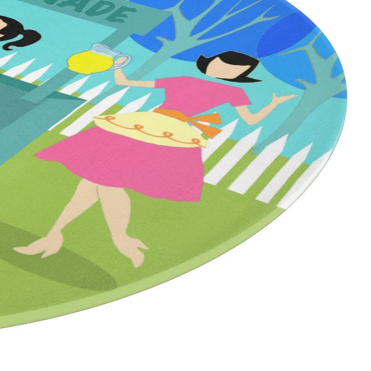 Retro Lemonade Stand Round Cutting Board Schneidebrett (Ecke)