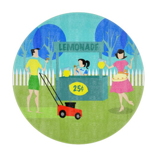Retro Lemonade Stand Round Cutting Board Schneidebrett (Vorderseite)