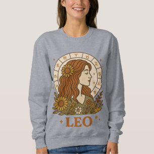 Retro Leo Sternzeichen Boho Floral Astrologie Sweatshirt