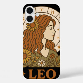 Retro Leo Zodiac Boho Floral Astrology iPhone 16 Plus Hülle