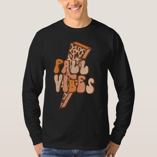 Retro Leopard Blitzschlag Fall Vibes Herbst Le T-Shirt (Vorderseite)