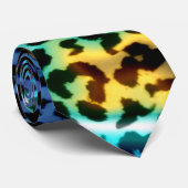 Retro Leopard-Druck-Haut (Blau und Aqua) Krawatte (Gerollt)