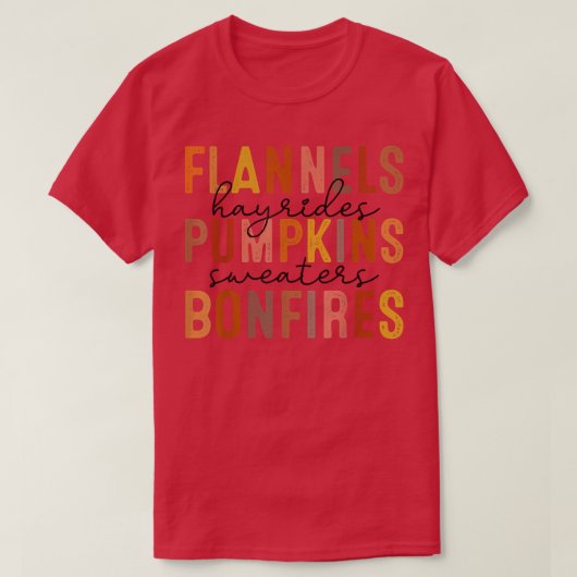 Retro Leopard Flannels Hayrides Pumpkins Sweaters T-Shirt (Design vorne)