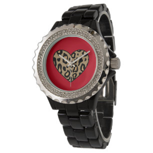 Retro Leopard Heart Watch Armbanduhr