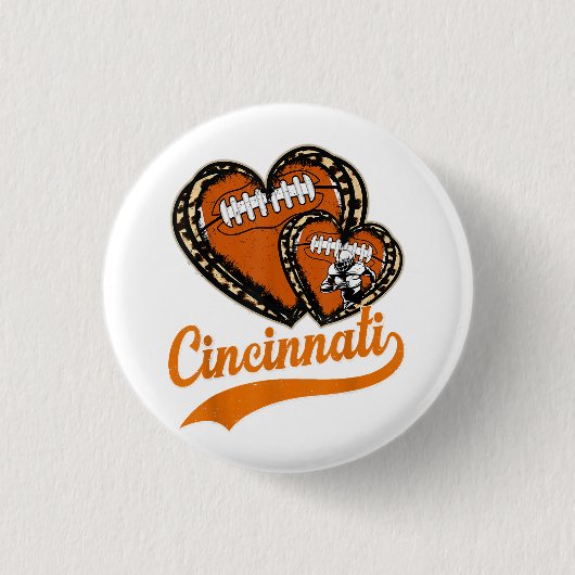 Retro Leopard Herz Cincinnati Football Lover Button (Vorderseite)