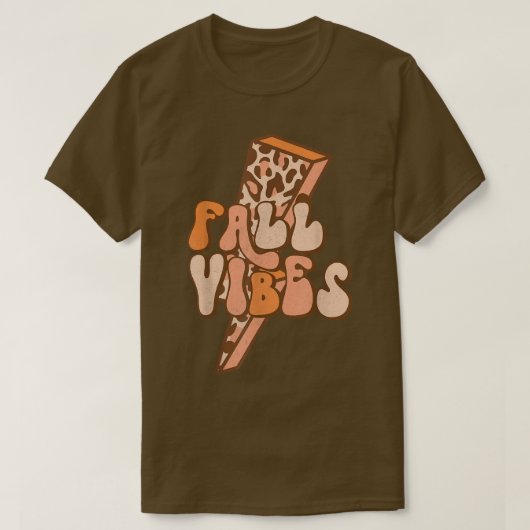 Retro Leopard Lightning Bolt Fall Vibes Funny Autu T-Shirt (Design vorne)