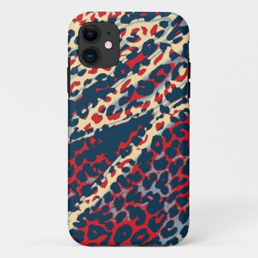 Retro Leopard Print Skin (blau, rot, gelb) Case-Mate iPhone Hülle (Rückseite)