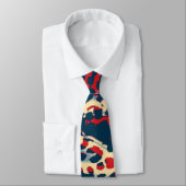 Retro Leopard Print Skin (blau und rot) Krawatte (Gebunden)