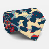 Retro Leopard Print Skin (blau und rot) Krawatte (Gerollt)