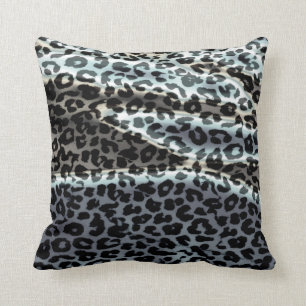 Retro Leopard Print Skin (grau, schwarz) Kissen