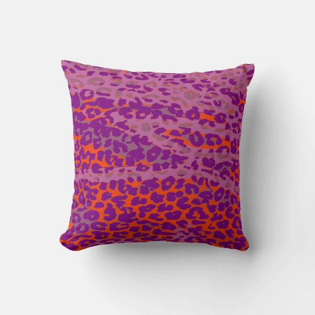Retro Leopard Print Skin (Orange, Lila, Pink) Kissen (Vorderseite)