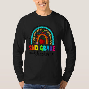 Retro Leopard Regenbogen 2. Klasse Lehrer Zurück z T-Shirt