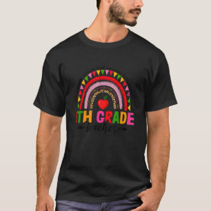 Retro Leopard Regenbogen 5. Klasse Lehrer zurück z T-Shirt