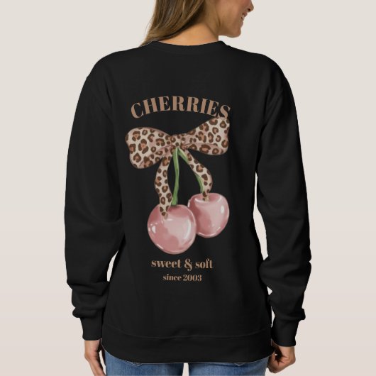 Retro Leopard Schleife Kirsche Süß & Sanft Seit Sl Sweatshirt (Rückseite)