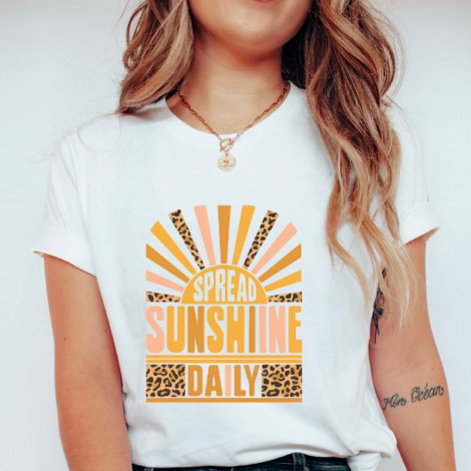 Retro Leopard Sunburst; Spread Sunshine Daily T-Shirt