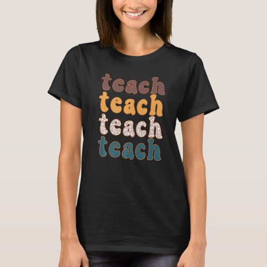 Retro Leopard Teach For Teacher Elementary School T-Shirt (Vorderseite)