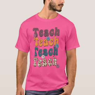 Retro Leopard Teach For Teacher Grundschule T-Shirt