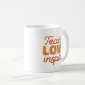 Retro Leopard Teach Liebe Inspirier Art Kaffeetasse (VorderseiteRechts)