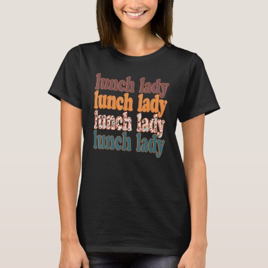 Retro Leopard unterrichtet Lunch Lady T-Shirt (Vorderseite)