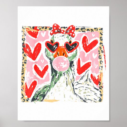 Retro Leopard Valentine Goose Funny Nk Coquette Lo Poster (Vorne)