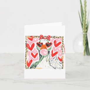 Retro Leopard Valentinstag Gans Lustig Nk Kokette  Karte