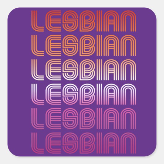 RETRO LESBIAN PRIDE PATTERN T - Shirt Quadratischer Aufkleber (Vorderseite)