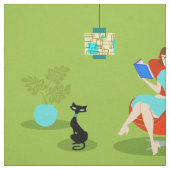 Retro Lesefrauen-Gewebe Stoff (Muster)