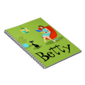 Retro Lesefrauen-gewundenes Notizbuch Notizblock (Rechte Seite)