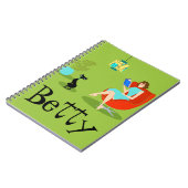 Retro Lesefrauen-gewundenes Notizbuch Notizblock (Linke Seite)