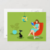 Retro Lesefrauen-Postkarte Postkarte (Vorne/Hinten)