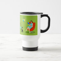 Retro Lesefrauen-Reise-Tasse