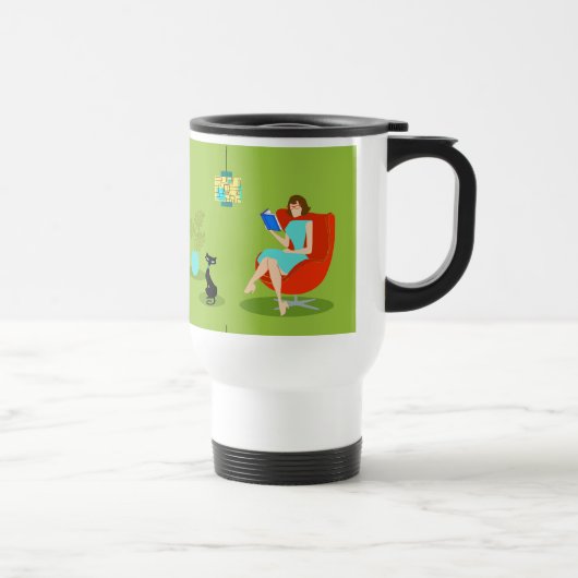 Retro Lesefrauen-Reise-Tasse Reisebecher (Rechts)