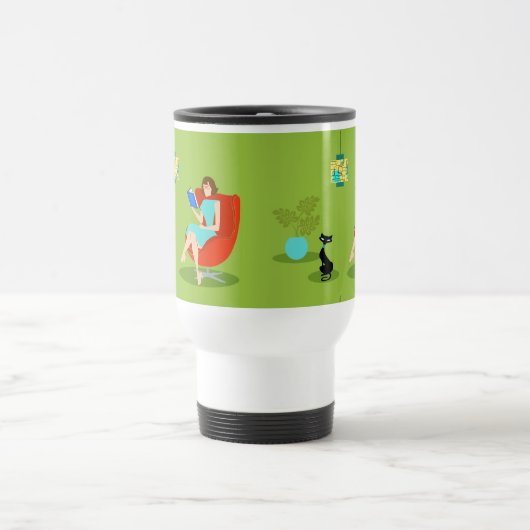 Retro Lesefrauen-Reise-Tasse Reisebecher (Mittel)