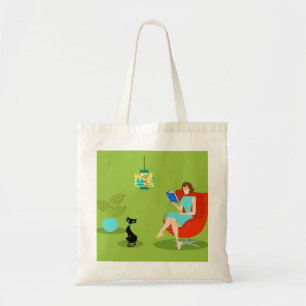 Retro-Lesende-Frau-Tasche Tragetasche