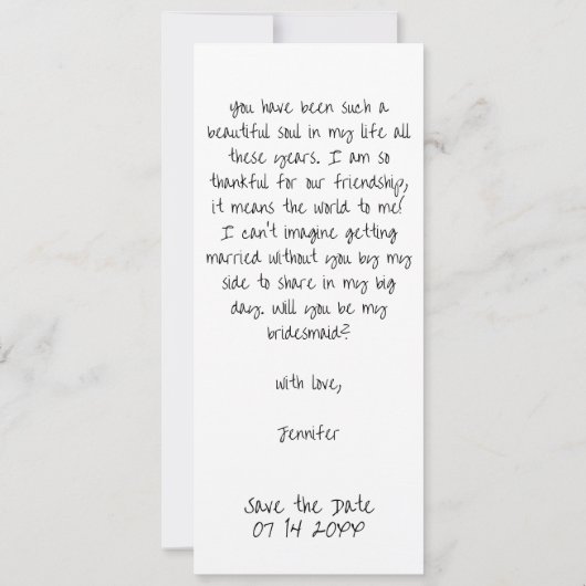 Retro Lesezeichen 3 Foto Strip Bridesmaid Vorschla Save The Date (Rückseite)