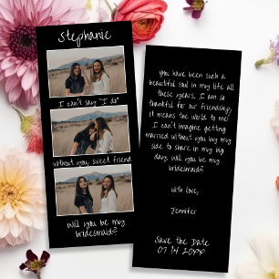 Retro Lesezeichen 3 Foto Strip Bridesmaid Vorschla Save The Date
