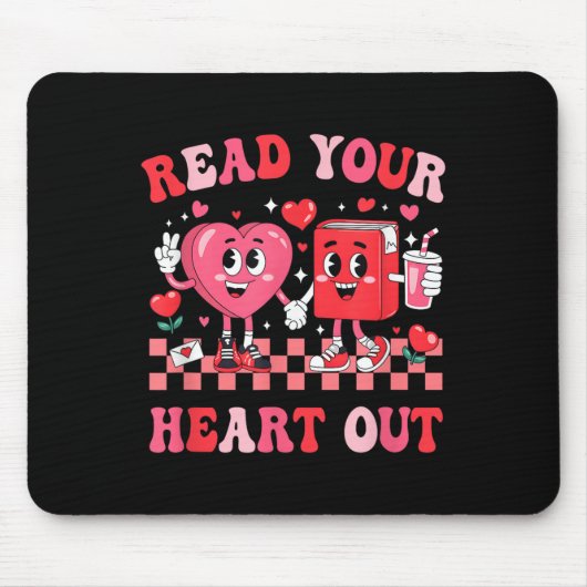 Retro Lest Dein Heft raus Valentines Lehrerbuch Mousepad (Vorne)