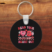 Retro Lest Dein Heft raus Valentines Lehrerbuch Schlüsselanhänger (Vorderseite)