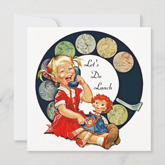 Retro LET'S Do Lunch Einladungen Long Time Friends (Vorderseite)