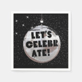 Retro Let's feiern Geburtstag Disco Ball Black Serviette (Vorderseite)