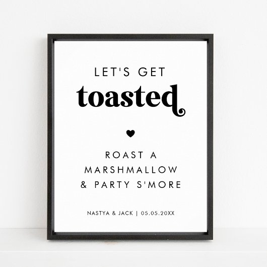 Retro Let's Get Toasted Marshmallow Hochzeitszeich Poster