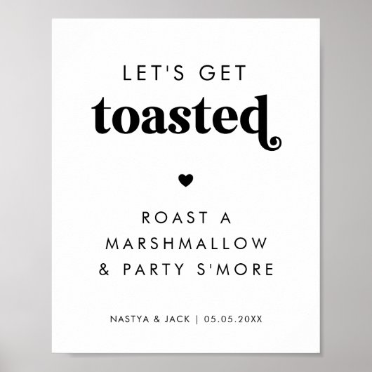 Retro Let's Get Toasted Marshmallow Hochzeitszeich Poster (Vorne)