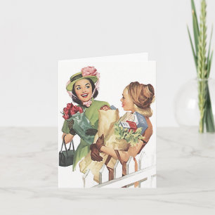 Retro Let's Get Together Go Shopping Note Card Karte