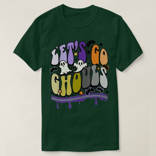 Retro Let's Go Ghouls Halloween Ghost Outfit Cost T-Shirt (Design vorne)