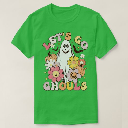 Retro Let's Go Ghouls Halloween Ghost Outfit Cost T-Shirt (Design vorne)