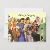 Retro LET'S GO SHOPPPING Einladung City Bus Haltes (Vorderseite)